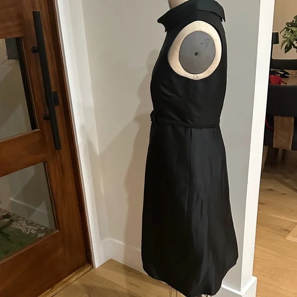 Kate Spade Silk Black Midi Dress with cowl neck and Bow waist detail - Picture 7 of 13